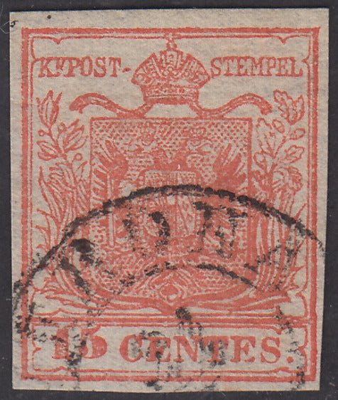 1858 - Postage due for newspapers, 4 kr. Dull red used on newspaper scrap (4)