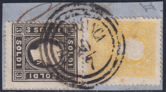 I issue, c. 5 ocher yellow with reversed counterprint, used (13)