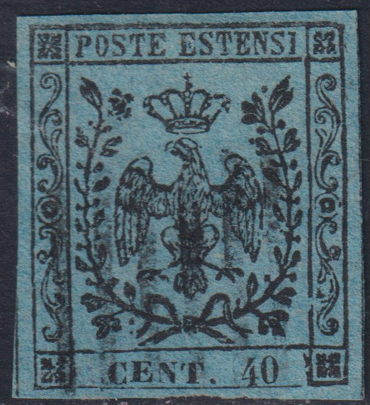 1852 - Duchy of Modena issue with dot after the figure, c. 10 new pink rubber intact (9)