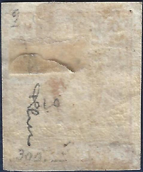 16-457 - 1855 - Duchy of Parma II issue c. 5 very light yellow used, Cardillo certified (6b)