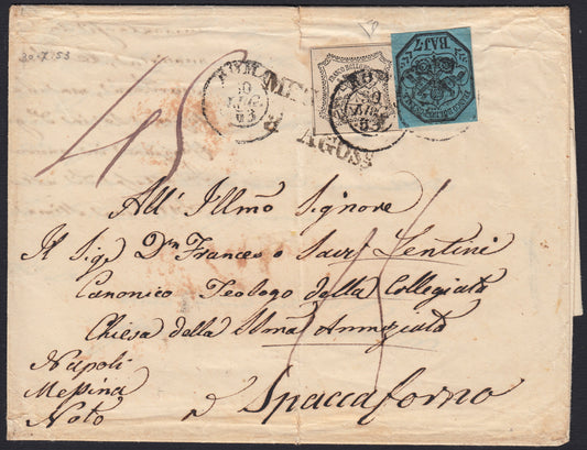 BA23-152 1856 - Letter sent from Forlì to Pesaro 13/8/56 franked with 4 light brown baj (5).