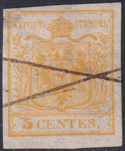 I issue, c. 5 ocher yellow with reversed counterprint, used (13)