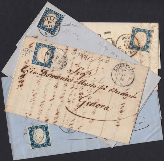 1851 - Effigy of Vittorio Emanuele II facing right, 1st issue c. 20 light blue used late 8/20/57 (2, R2 points)