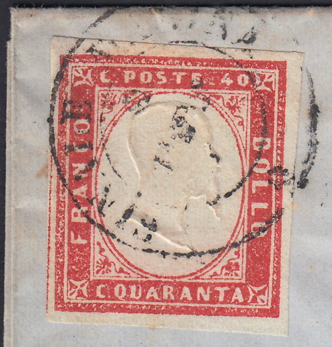 1851 - Effigy of Vittorio Emanuele II facing right, 1st issue c. 20 light blue used late 8/20/57 (2, R2 points)