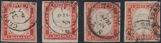 1851 - Effigy of Vittorio Emanuele II facing right, 1st issue c. 20 light blue used late 8/20/57 (2, R2 points)