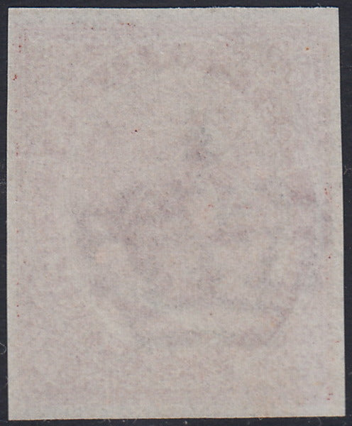 UT590 - 1863 - Prova di colore del francobollo da 15 c. bruno rosso tiratura di Londra, non dentellato e con gomma integra