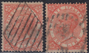 UT473 - 1863/66 - Emissione De La RueL. 2 scarlatto tiratura di Londra e L. 2 scarlatto chiaro tiratura di Torino usati con annulli originali (L22, T22).
