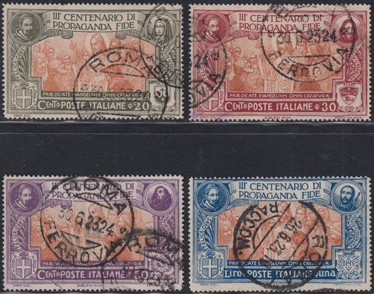 UT483 - 1923 - 3° centenario di Propaganda Fide serie completa di quattro valori usata con annulli originali (131/134).