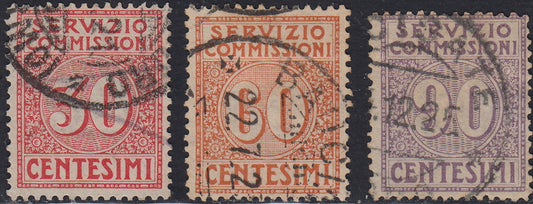 UT373 - 1913 - Serie dei tre valori non soprastampati usata con annulli originali (1/3).