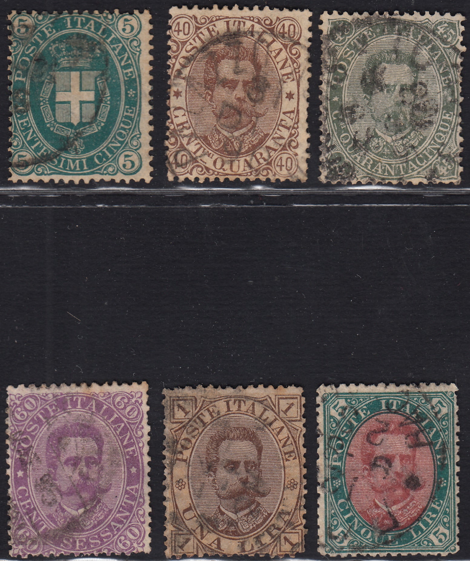 UT822 - 1879 - Effigie di Umberto I serie completa di sei esemplari usata con annulli originali (44/49)