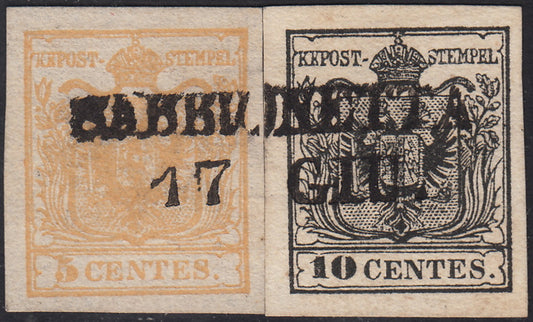 I issue, c. 5 ocher yellow with reversed counterprint, used (13)