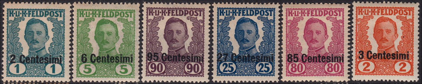 E16_279 - 1918 -  Occupazione Austriaca del Friuli e del Veneto, francobolli di Austria soprastampati, non emessi, nuovi TL (20/33)