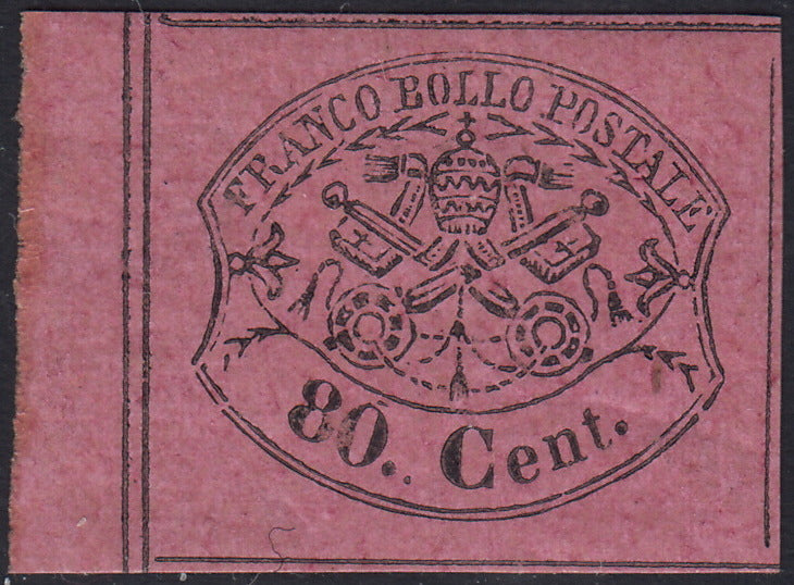 Lotto 153 - 1867 - II emissione c. 80 rosa lillaceo vivo nuovo con gomma originale (20a)