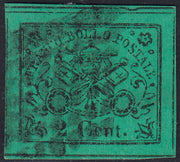 Lotto 154 - 1867 - II emissione c. 5 verde giallo usato (13)