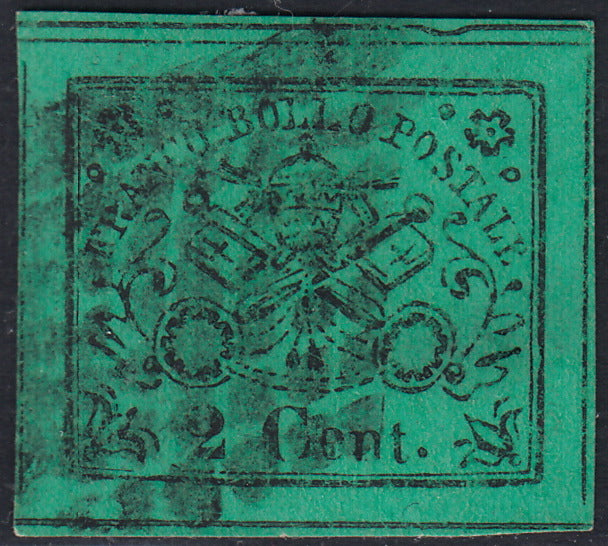 Lotto 154 - 1867 - II emissione c. 5 verde giallo usato (13)