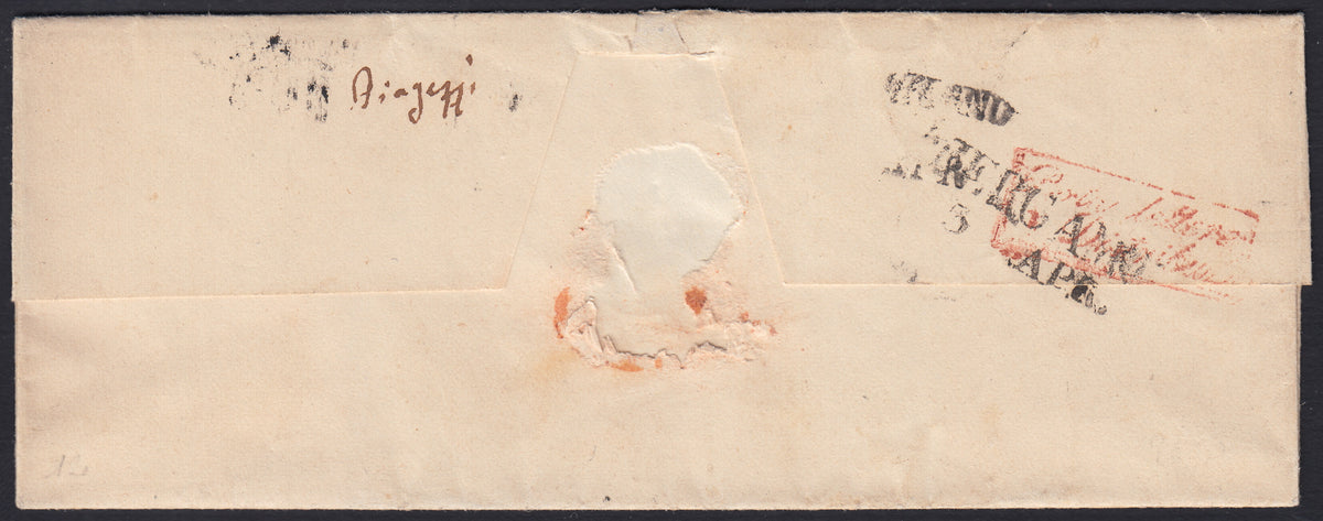 Lotto 295 - 1850 - Lettera da Martinengo per Milano affrancata con c. 15 rosso carminio (n. 3c, p.ti 12)