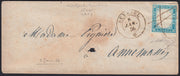 BA26_186 - 1862 - Brief von Turin nach Lyon versandt 7/8/63 frankiert mit c. 40 karminrot zwei Exemplaren (16D)