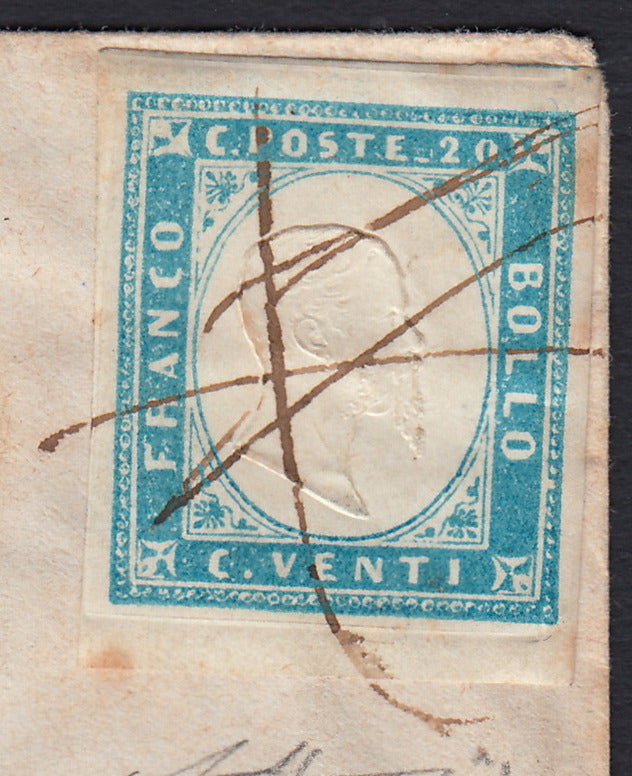 BA26_186 - 1862 - Brief von Turin nach Lyon versandt 7/8/63 frankiert mit c. 40 karminrot zwei Exemplaren (16D)