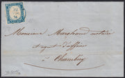 BA26_186 - 1862 - Brief von Turin nach Lyon versandt 7/8/63 frankiert mit c. 40 karminrot zwei Exemplaren (16D)