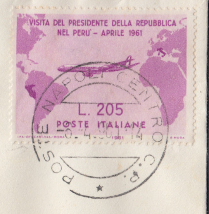 ♾️ Non soggetto a sconti - REPSP9 - 1961 - Visita del Presidente Gronchi, 205 L. lilla rosa usato su FDC RODIA da Napoli Centro 8/4/1961 (921)