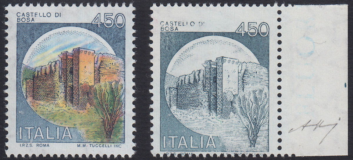 Lotto 543 - 1980/92 - Castelli L. 450 grigio "Castello di Bosa", francobollo naturale Bolaffi nuovo gomma integra (1521, Bolaffi 1626B)
