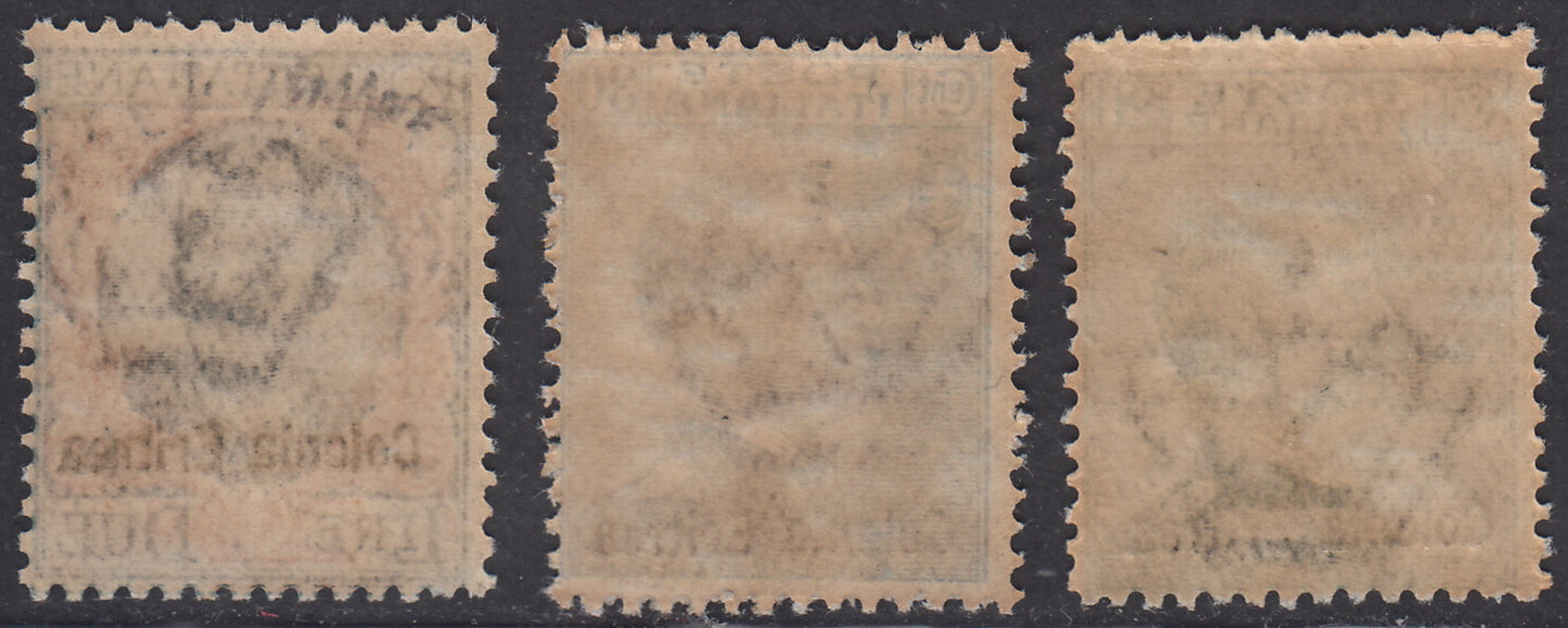 E50 - 1925 - Eritrea, Italian stamps superprinted with "Colonia Eritrea", three new stamps, undamaged rubber (S.20, 93/95) 