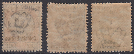 E50 - 1925 - Eritrea, Francobolli d'Italia suprstampati "Colonia Eritrea", tre valori nuovi gomma integra (S.20, 93/95)