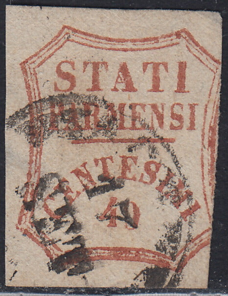 1859 - STATES OF PARME and value in an octagon with curved lines, c. 10 new brown with intact rubber (14).