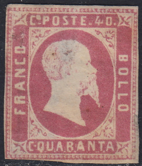 SARD769 - 1851 - Effigie di Vittorio Emanuele II, c. 40 rosa nuovo con gomma originale, (3).