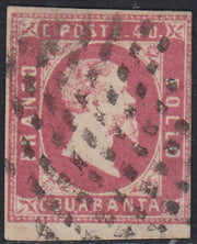 SARD860 - 1851 - Effigie di Vittorio Emanuele II emissione litografica, c. 40 rosa carminio I tiratura usato (3a).