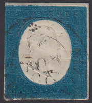 PV1408 - 1854 - Effigie di Vittorio Emanuele II, c. 20 azzurro chiaro usato (8b).