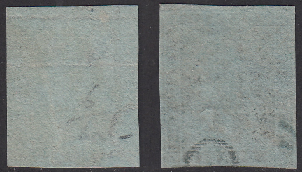 PPP449 - 1851 Leone di Marzocco, 2 light blue crazie on gray paper and crown watermark, used (5d)