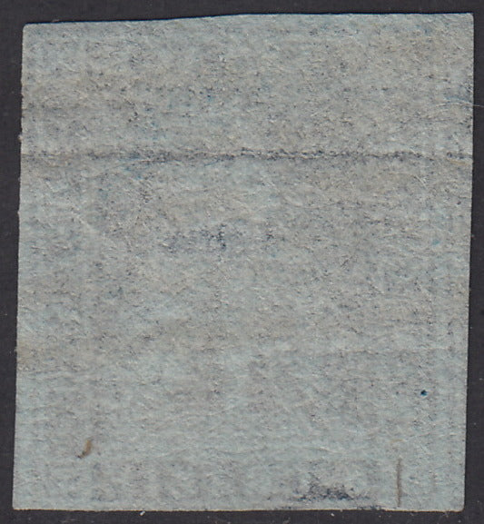 PPP449 - 1851 Leone di Marzocco, 2 light blue crazie on gray paper and crown watermark, used (5d)