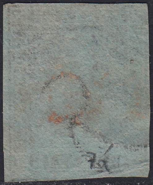 PPP449 - 1851 Leone di Marzocco, 2 light blue crazie on gray paper and crown watermark, used (5d)