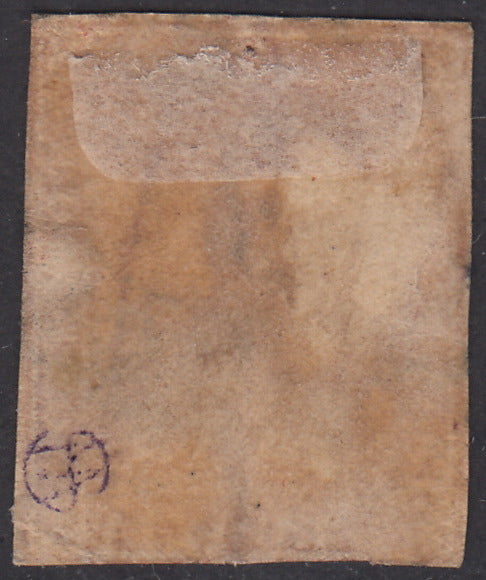 PPP449 - 1851 Leone di Marzocco, 2 light blue crazie on gray paper and crown watermark, used (5d)