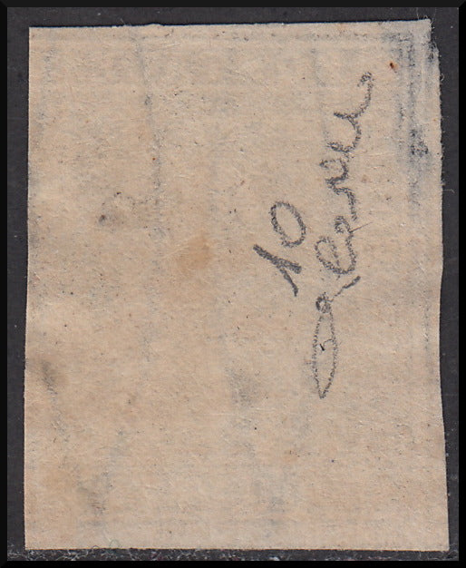 PPP449 - 1851 Leone di Marzocco, 2 light blue crazie on gray paper and crown watermark, used (5d)