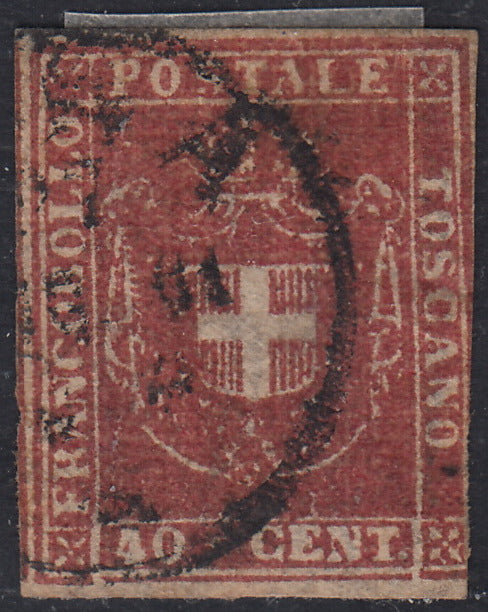 GPT15 - 1860 - Scudo di Savoia sormontato da Corona Reale, 40c. carminio usato (21).