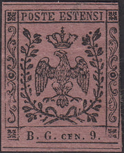 1852 - Duchy of Modena issue with dot after the figure, c. 10 new pink rubber intact (9)
