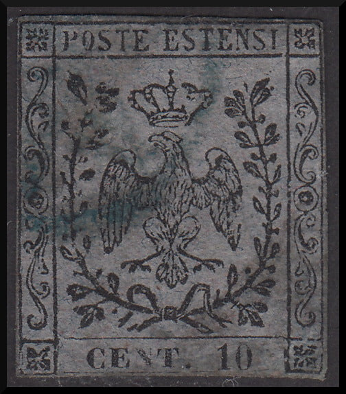 MOD63 - 1857 - Emissione per giornali, c. 10 grigio lillaceo usato, (4).