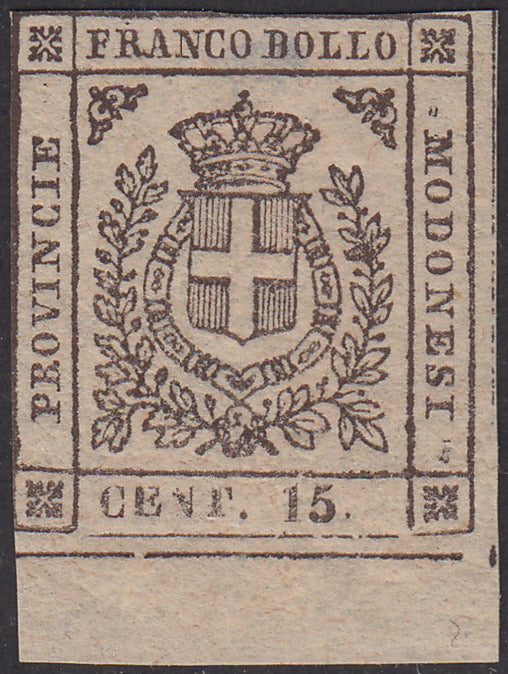 PV106 - 1859 - Scudo di Savoia sormontato da Corona Reale, c. 15 bruno nuovo con gomma, (13)