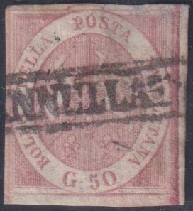 1858 - Kingdom of Naples 20 grana brownish pink I table used with original cancellation (12)