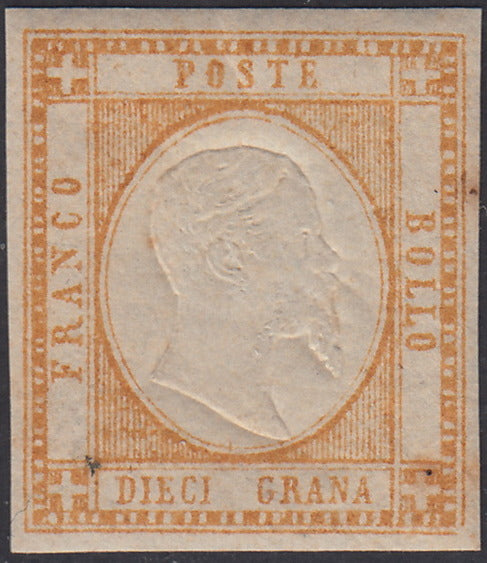 PN15 - 1861 - Effigie di Vittorio Emanuele II volta a destra, 10 grana bistro nuovo con gomma integra. (22d).