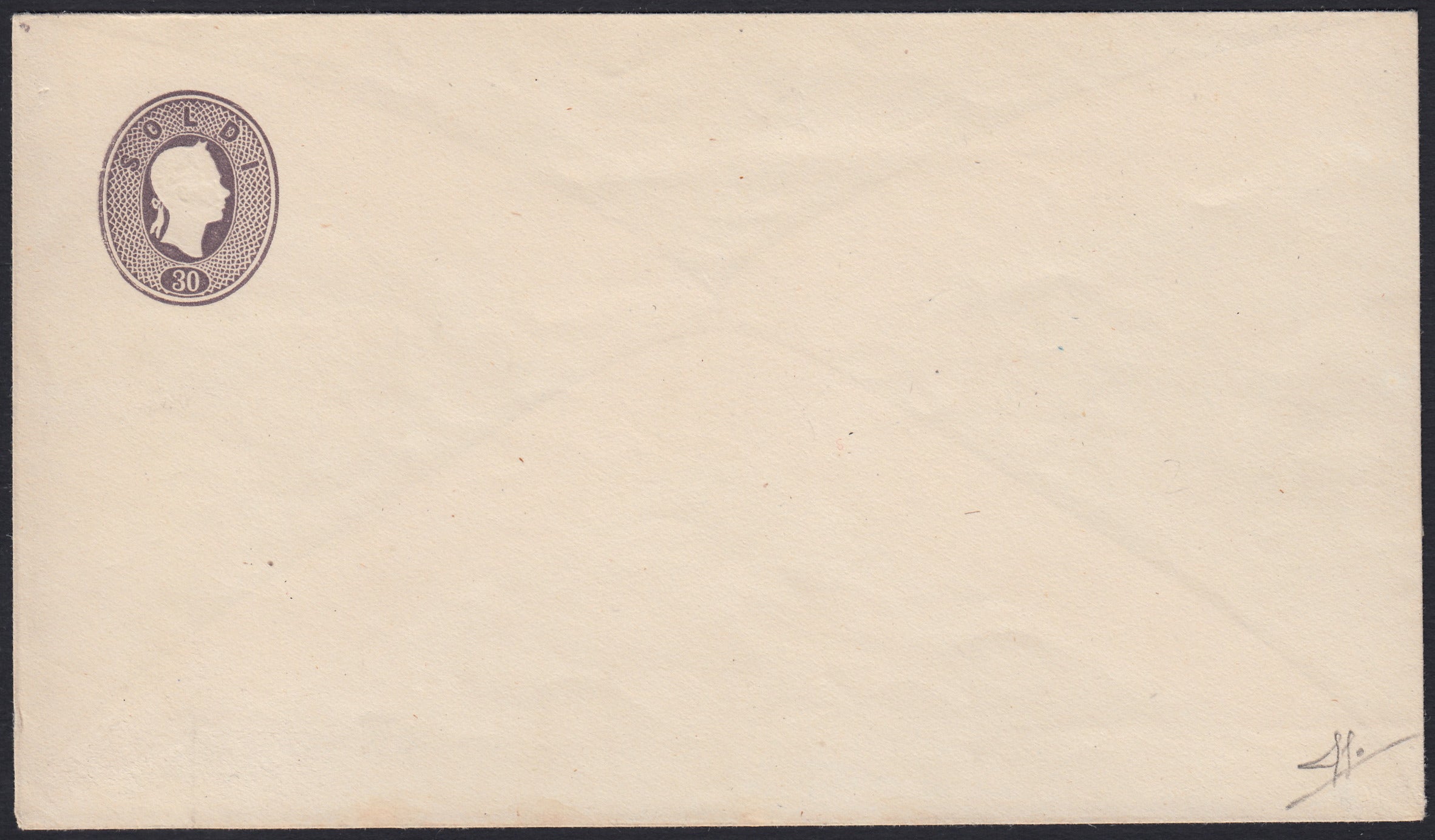 LV299 - 1861 - Tipo dei francobolli della III emissione, s. 30 violetto formato 147 x 85 (piccolo) nuovo, raro e ben conservato. (15).