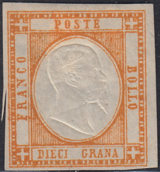 PN227 - 1861 - Effigie di Vittorio Emanuele II volta a destra, 10 grana arancio nuovo con gomma (22).