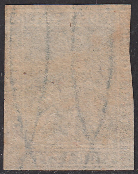 PPP449 - 1851 Leone di Marzocco, 2 light blue crazie on gray paper and crown watermark, used (5d)