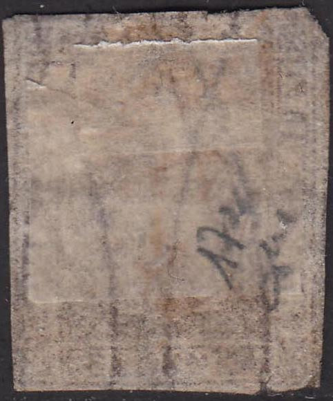 EC6_25 - 1860 - Scudo di Savoia sormontato da Corona Reale su carta bianca e filigrana linee ondulate, 1 c. lilla usato, (17a).