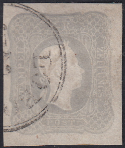 1858 - Lombardo Veneto, newspaper stamps 2nd issue effigy of the 1st type (s. 1.05) blue used (8)