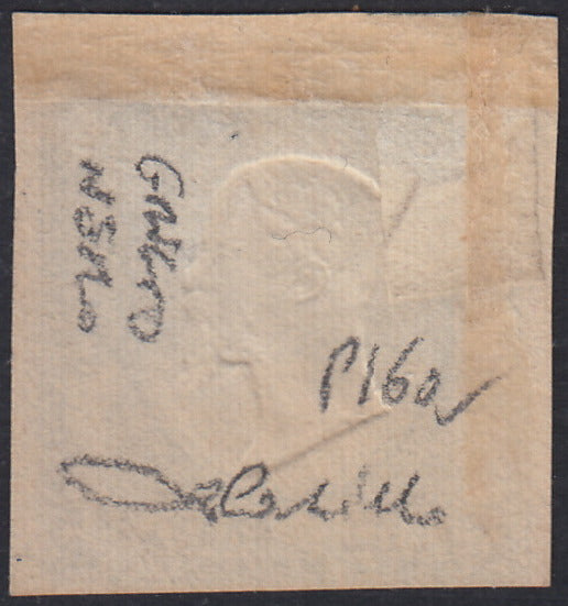 PN120 - 1861 - Prova in grigio nero del 10 grana su carta bianca non gommata, con effigie postuma come quasi sempre su queste prove (cat. Cardillo n. P16a).