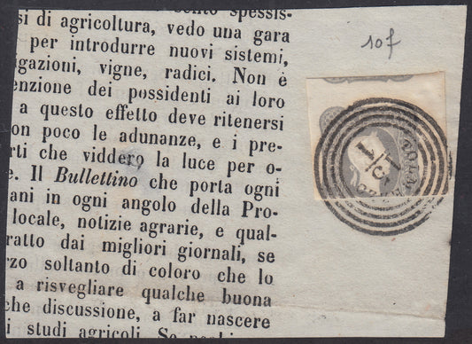 1858 - Lombardo Veneto, newspaper stamps 2nd issue effigy of the 1st type (s. 1.05) blue used (8)