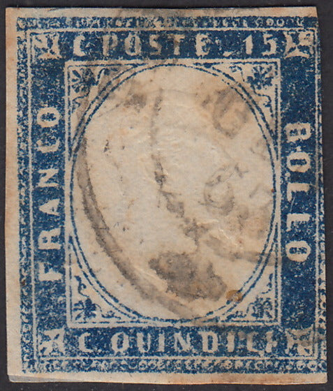 1862 - Effigy of Vittorio Emanuele II facing right, c. 20 light blue comb-pierced, used (2e)